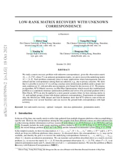Low-rank Matrix Recovery With Unknown Correspondence