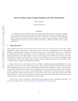Tensor-to-Image: Image-to-Image Translation with Vision Transformers