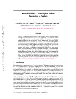 Neural Dubber: Dubbing for Videos According to Scripts