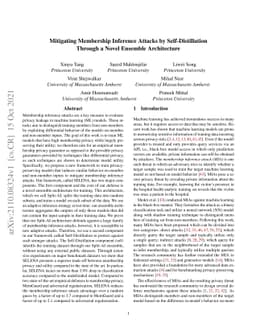 Mitigating Membership Inference Attacks by Self-Distillation Through a
  Novel Ensemble Architecture