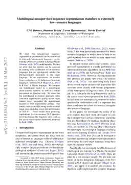 Multilingual unsupervised sequence segmentation transfers to extremely
  low-resource languages