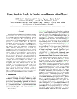 Dataset Knowledge Transfer for Class-Incremental Learning without Memory