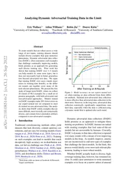 Analyzing Dynamic Adversarial Training Data in the Limit