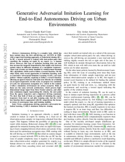 Generative Adversarial Imitation Learning for End-to-End Autonomous
  Driving on Urban Environments