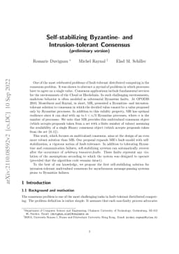 Self-stabilizing Byzantine- and Intrusion-tolerant Consensus