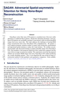 SAGAN: Adversarial Spatial-asymmetric Attention for Noisy Nona-Bayer
  Reconstruction