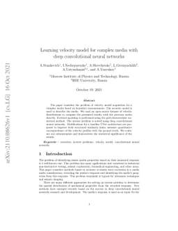 Learning velocity model for complex media with deep convolutional neural
  networks