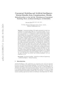 Conceptual Modeling and Artificial Intelligence: Mutual Benefits from
  Complementary Worlds