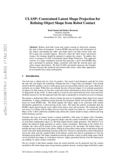CLASP: Constrained Latent Shape Projection for Refining Object Shape
  from Robot Contact