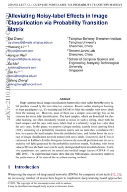 Alleviating Noisy-label Effects in Image Classification via Probability
  Transition Matrix