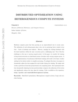 Distributed Optimization using Heterogeneous Compute Systems