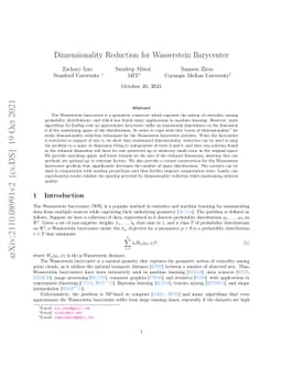 Dimensionality Reduction for Wasserstein Barycenter
