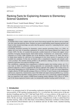 Ranking Facts for Explaining Answers to Elementary Science Questions