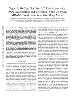 Vega: A 10-Core SoC for IoT End-Nodes with DNN Acceleration and
  Cognitive Wake-Up From MRAM-Based State-Retentive Sleep Mode