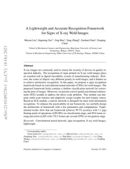 A Lightweight and Accurate Recognition Framework for Signs of X-ray Weld
  Images