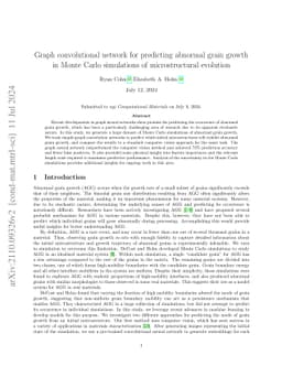 Graph convolutional network for predicting abnormal grain growth in
  Monte Carlo simulations of microstructural evolution