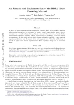 An Analysis and Implementation of the HDR+ Burst Denoising Method