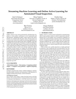 Streaming Machine Learning and Online Active Learning for Automated
  Visual Inspection