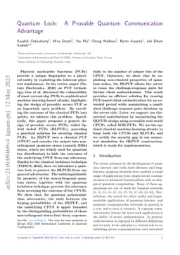 Quantum Lock: A Provable Quantum Communication Advantage
