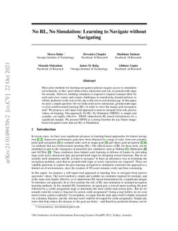 No RL, No Simulation: Learning to Navigate without Navigating