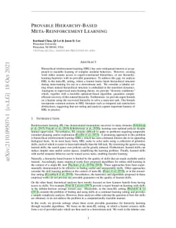 Provable Hierarchy-Based Meta-Reinforcement Learning