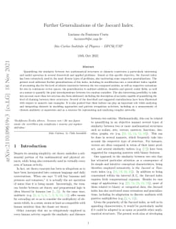 Further Generalizations of the Jaccard Index