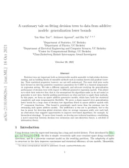 A cautionary tale on fitting decision trees to data from additive
  models: generalization lower bounds