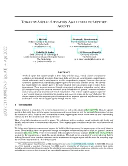 Towards Social Situation Awareness in Support Agents