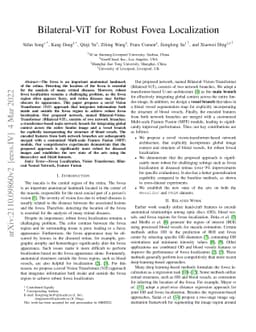 Bilateral-ViT for Robust Fovea Localization