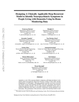 Designing A Clinically Applicable Deep Recurrent Model to Identify
  Neuropsychiatric Symptoms in People Living with Dementia Using In-Home
  Monitoring Data