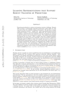 Learning Representations that Support Robust Transfer of Predictors