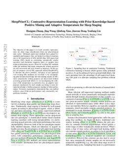 SleepPriorCL: Contrastive Representation Learning with Prior
  Knowledge-based Positive Mining and Adaptive Temperature for Sleep Staging