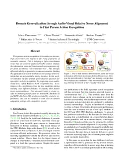Domain Generalization through Audio-Visual Relative Norm Alignment in
  First Person Action Recognition