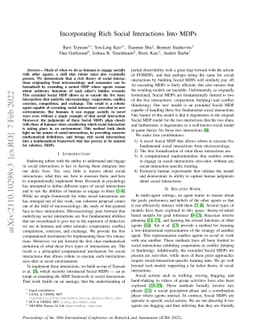 Incorporating Rich Social Interactions Into MDPs