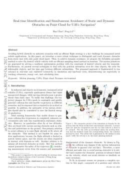 Real-time Identification and Simultaneous Avoidance of Static and
  Dynamic Obstacles on Point Cloud for UAVs Navigation