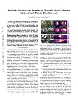 Depth360: Self-supervised Learning for Monocular Depth Estimation using
  Learnable Camera Distortion Model