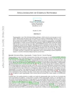 Steganography of Complex Networks