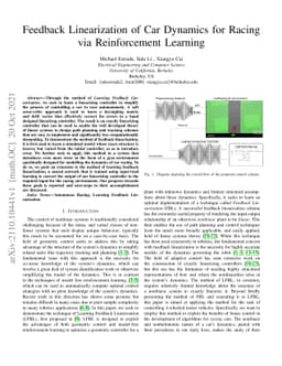 Feedback Linearization of Car Dynamics for Racing via Reinforcement
  Learning