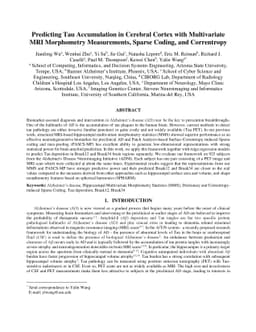 Predicting Tau Accumulation in Cerebral Cortex with Multivariate MRI
  Morphometry Measurements, Sparse Coding, and Correntropy