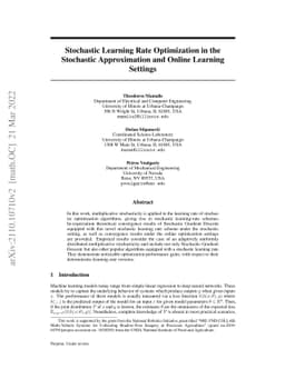 Stochastic Learning Rate Optimization in the Stochastic Approximation
  and Online Learning Settings