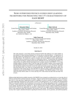 Semi-supervised physics guided deep learning framework for predicting
  the I-V characteristics of GAN HEMT