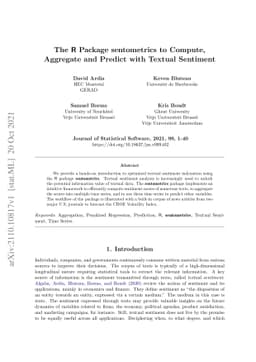 The R package sentometrics to compute, aggregate and predict with
  textual sentiment