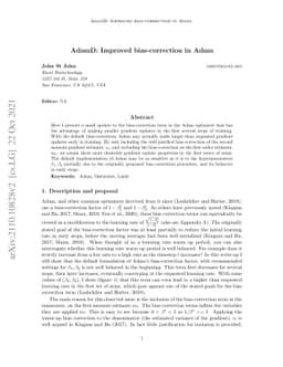 AdamD: Improved bias-correction in Adam