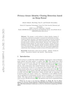 Privacy-Aware Identity Cloning Detection based on Deep Forest