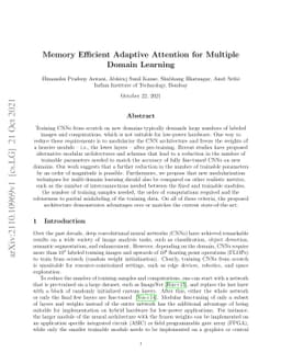 Memory Efficient Adaptive Attention For Multiple Domain Learning