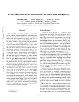 K-Lane: Lidar Lane Dataset and Benchmark for Urban Roads and Highways