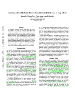 Enabling a Social Robot to Process Social Cues to Detect when to Help a
  User