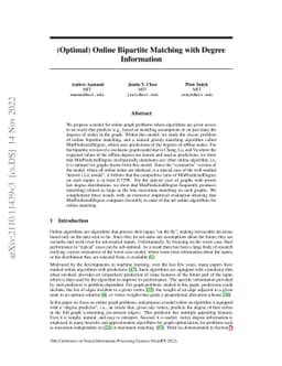 (Optimal) Online Bipartite Matching with Degree Information