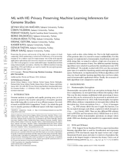 ML with HE: Privacy Preserving Machine Learning Inferences for Genome
  Studies