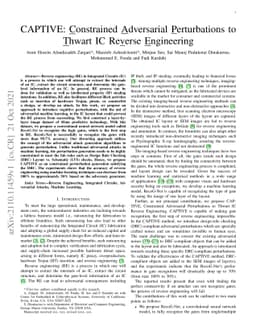 CAPTIVE: Constrained Adversarial Perturbations to Thwart IC Reverse
  Engineering